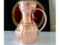 Медна кана,кована чиста червена мед 1.2 л.