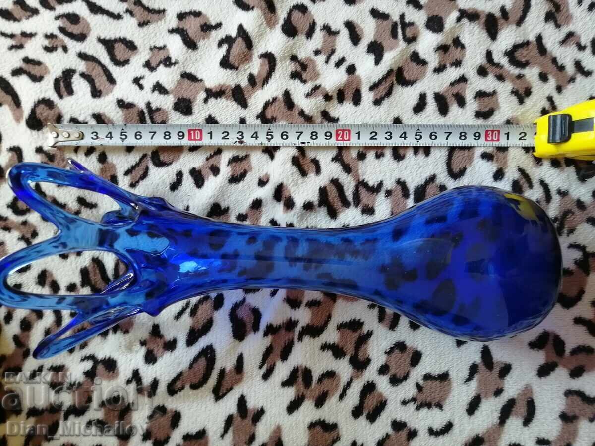 Blue glass vase with price € 15.00 | 29.34 BGN Blue glass vase with price € 15.00 | 29.34 BGN