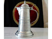 Cană de cositor, cană de cositor cu capac, design medieval