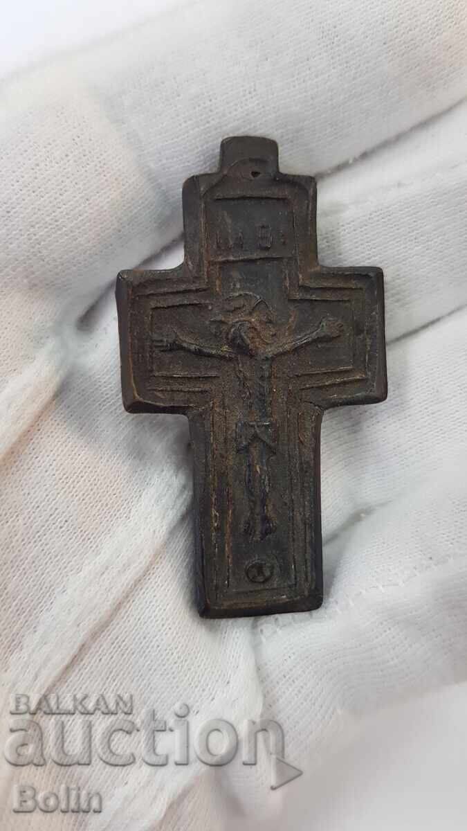 Rare Bulgarian revival cross with Jesus Christ 19th century - 5