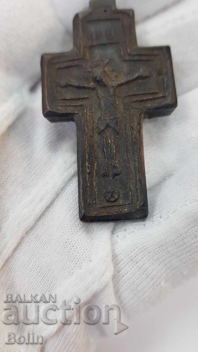 Rare Bulgarian revival cross with Jesus Christ 19th century - 6
