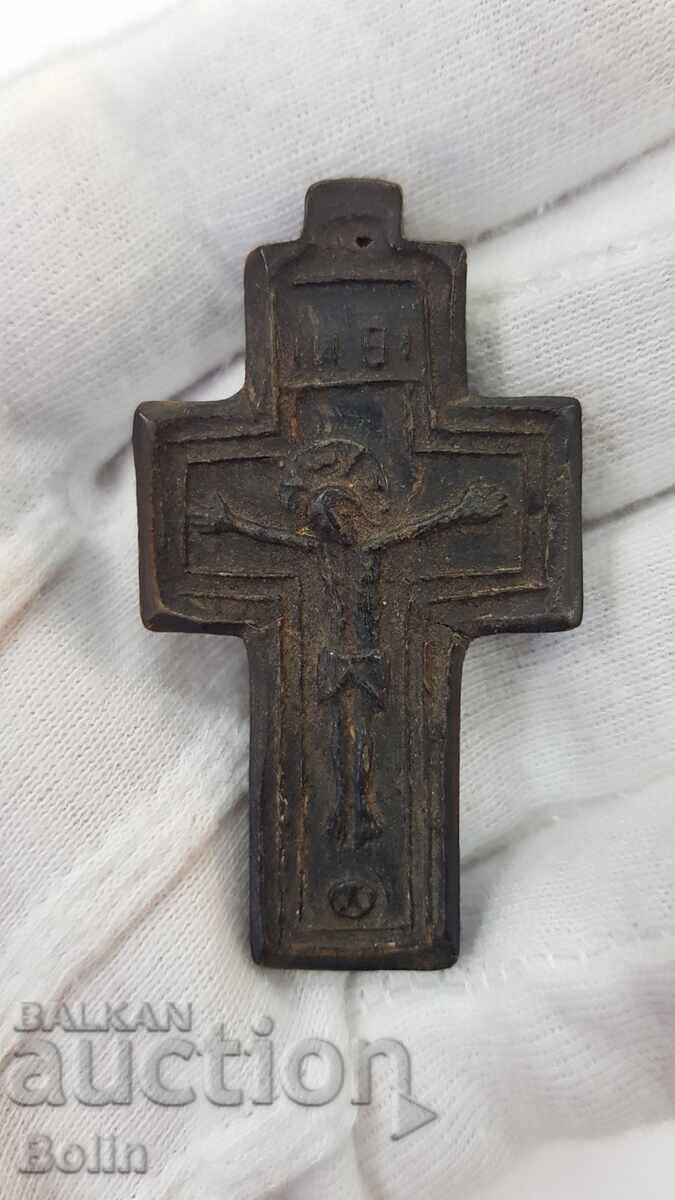 Rare Bulgarian revival cross with Jesus Christ 19th century