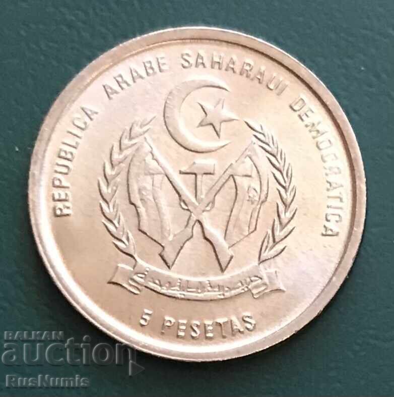 Sahara de Vest. 5 pesetas 1992 UNC cu preț 8.00 BGN | € 4.09 Sahara de Vest. 5 pesetas 1992 UNC cu preț 8.00 BGN | € 4.09