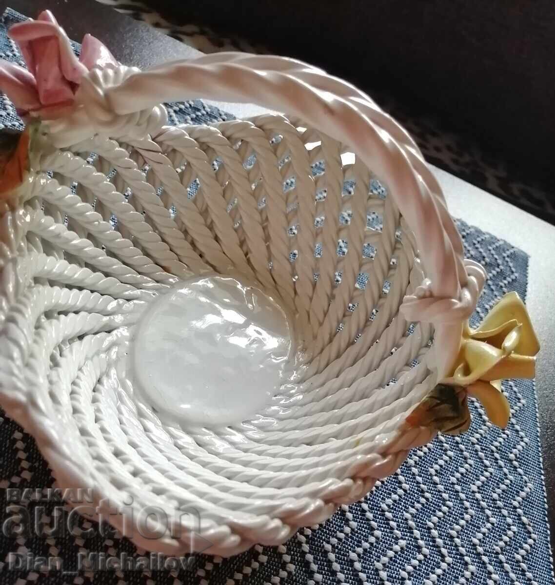 Auction Porcelain Basket with Flowers Auction Porcelain Basket with Flowers