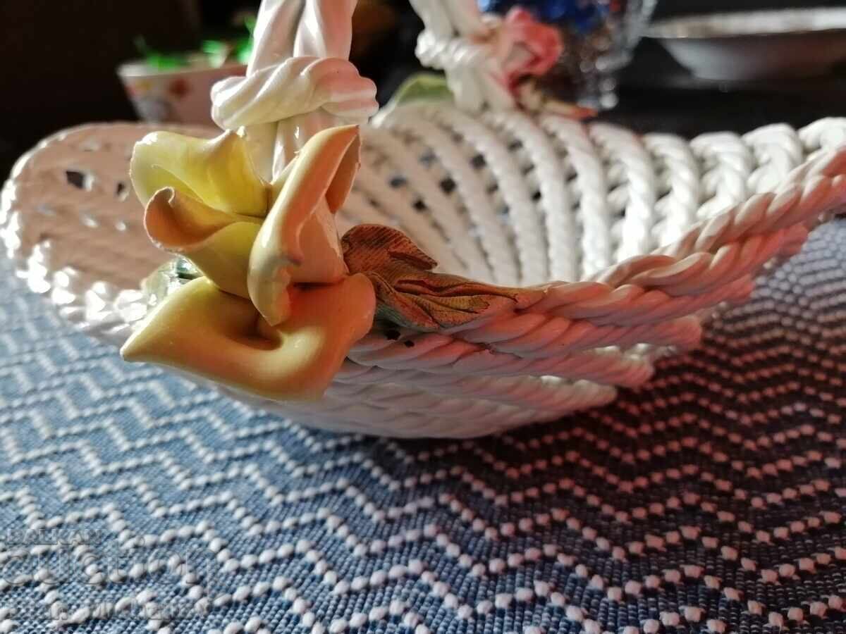 Porcelain Basket with Flowers - 6 Porcelain Basket with Flowers - 6