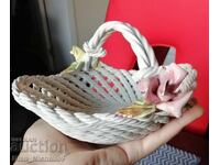 Porcelain Basket with Flowers