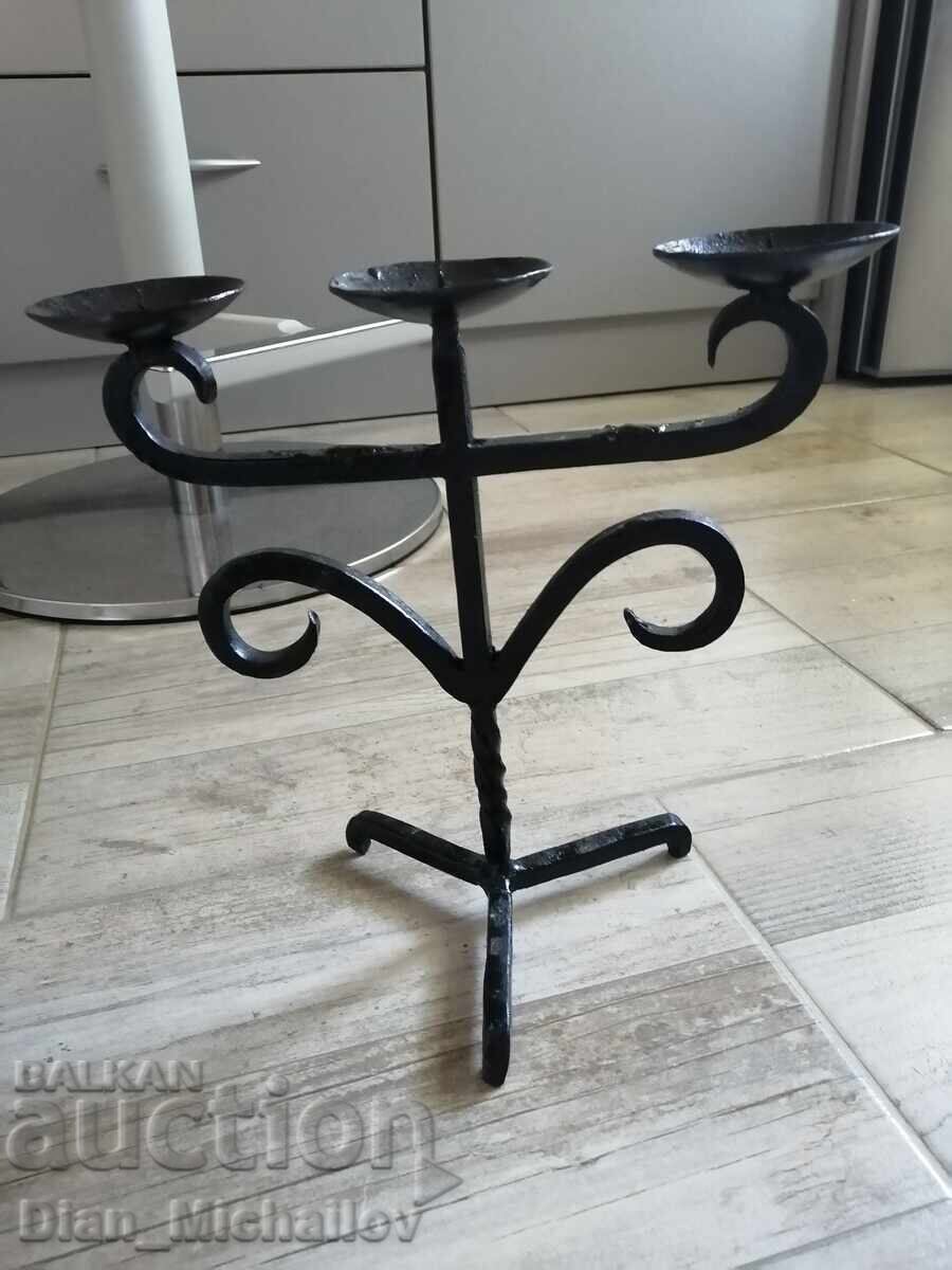 Massive Wrought Iron Candlestick - 5 Massive Wrought Iron Candlestick - 5