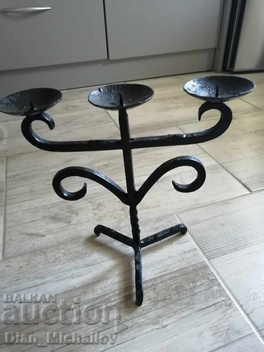 Massive Wrought Iron Candlestick Massive Wrought Iron Candlestick