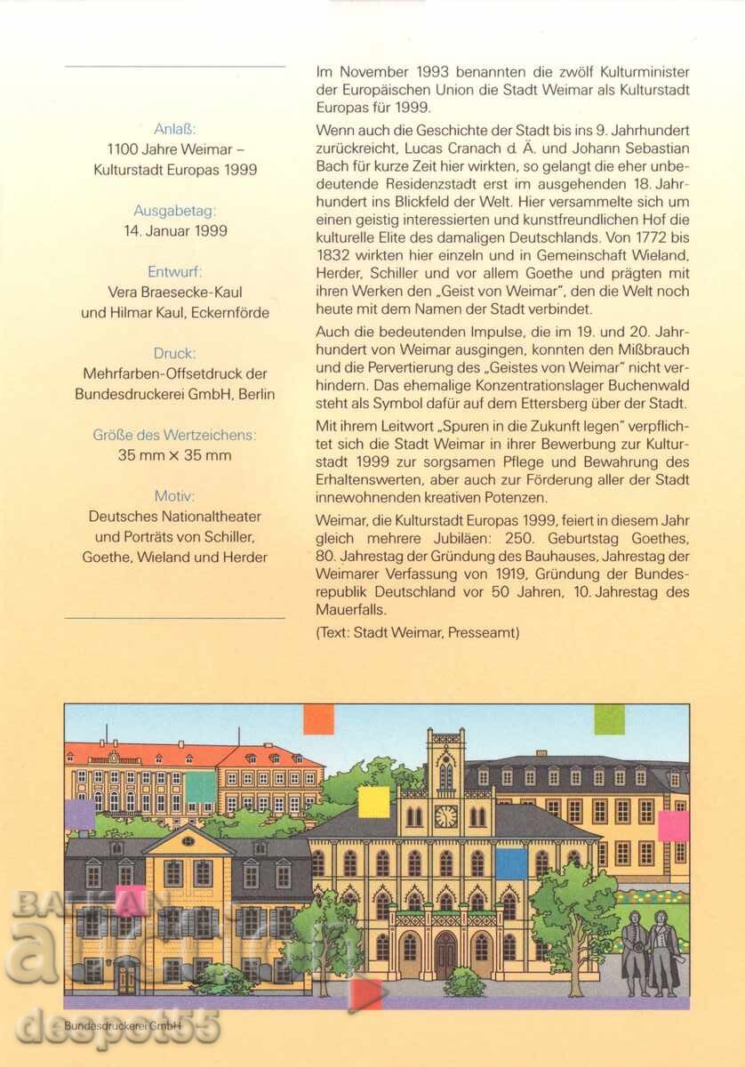 1999. Germany. Weimar - European Capital of Culture with price 1.30 BGN | € 0.66 1999. Germany. Weimar - European Capital of Culture with price 1.30 BGN | € 0.66
