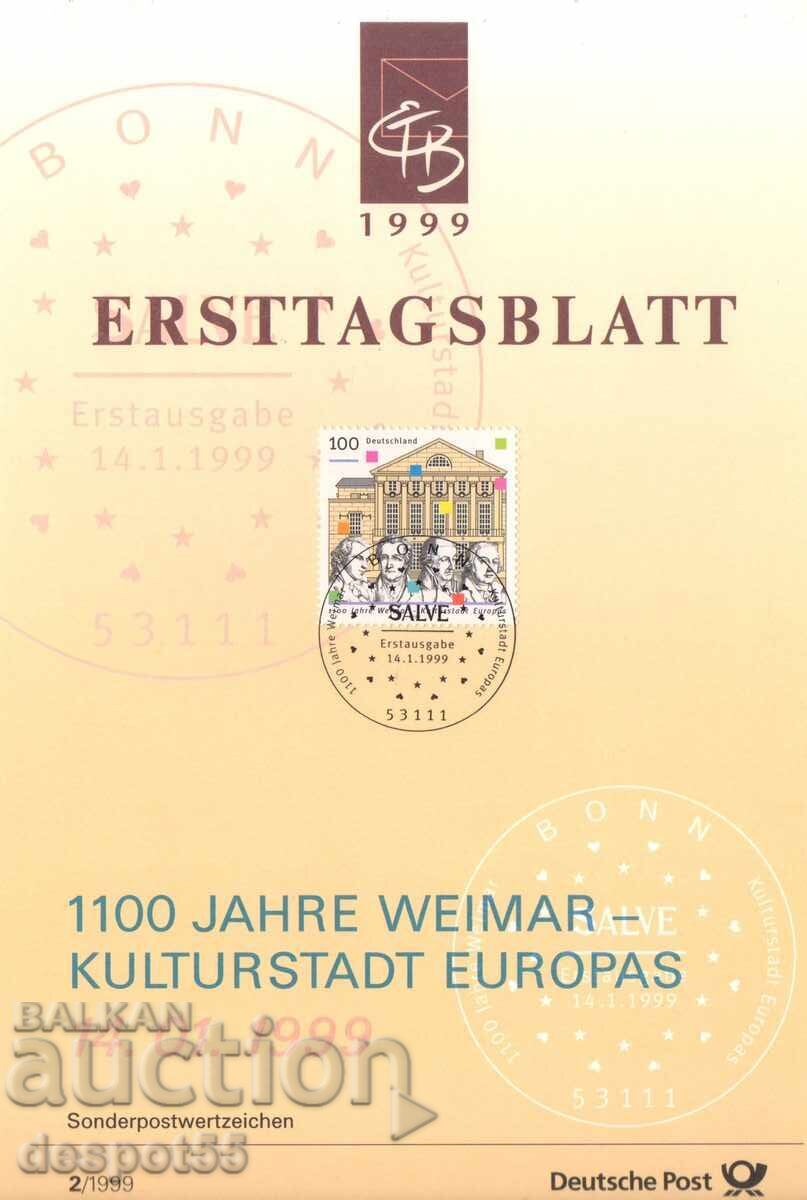 1999. Германия. Ваймар - Европейска столица на културата.