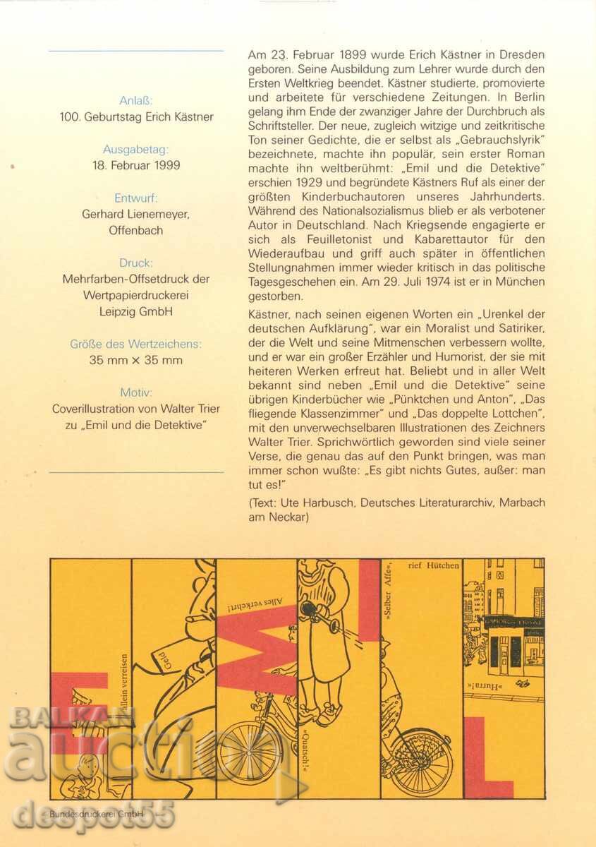 1999 Germany. 100 g. from the birth of the writer Erich Kästner with price 1.00 BGN | € 0.51 1999 Germany. 100 g. from the birth of the writer Erich Kästner with price 1.00 BGN | € 0.51