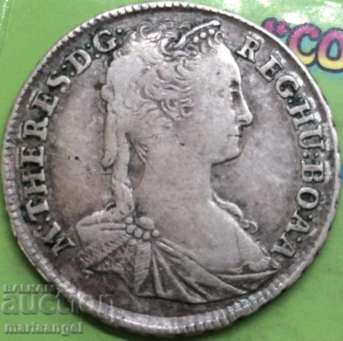 Доставка на Унгария XV кройцера 1743 Патрона Унгарска / М.Терезия сребро Доставка на Унгария XV кройцера 1743 Патрона Унгарска / М.Терезия сребро