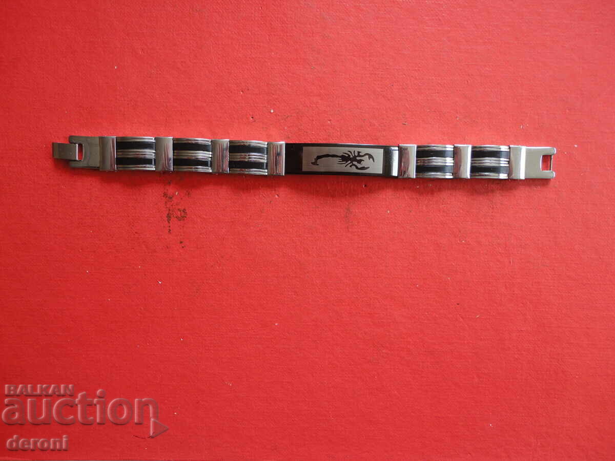 Аукцион Невероятна гривна медицинска стомана Скорпион с емайл