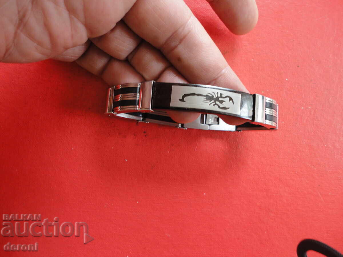 Невероятна гривна медицинска стомана Скорпион с емайл - 6