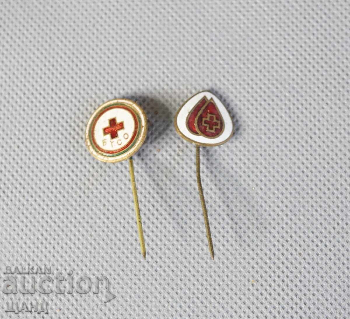2 Old Enamel Badges Red Cross BGSO Blood Donor 2 Old Enamel Badges Red Cross BGSO Blood Donor
