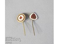 2 Old Enamel Badges Red Cross BGSO Blood Donor