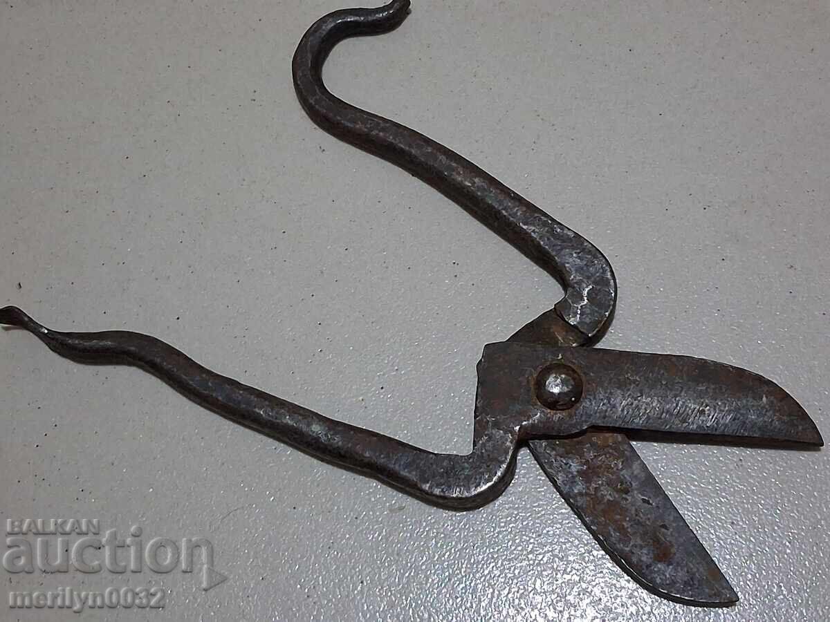Παλιό σφυρήλατο ψαλίδι μαχαίρι από σφυρήλατο σίδερο - 6
