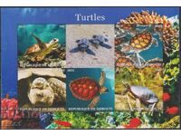 Καθαρές γραμματόσημες σε μικρό φύλλο Fauna Χελώνες 2015 από Τζιμπουτί