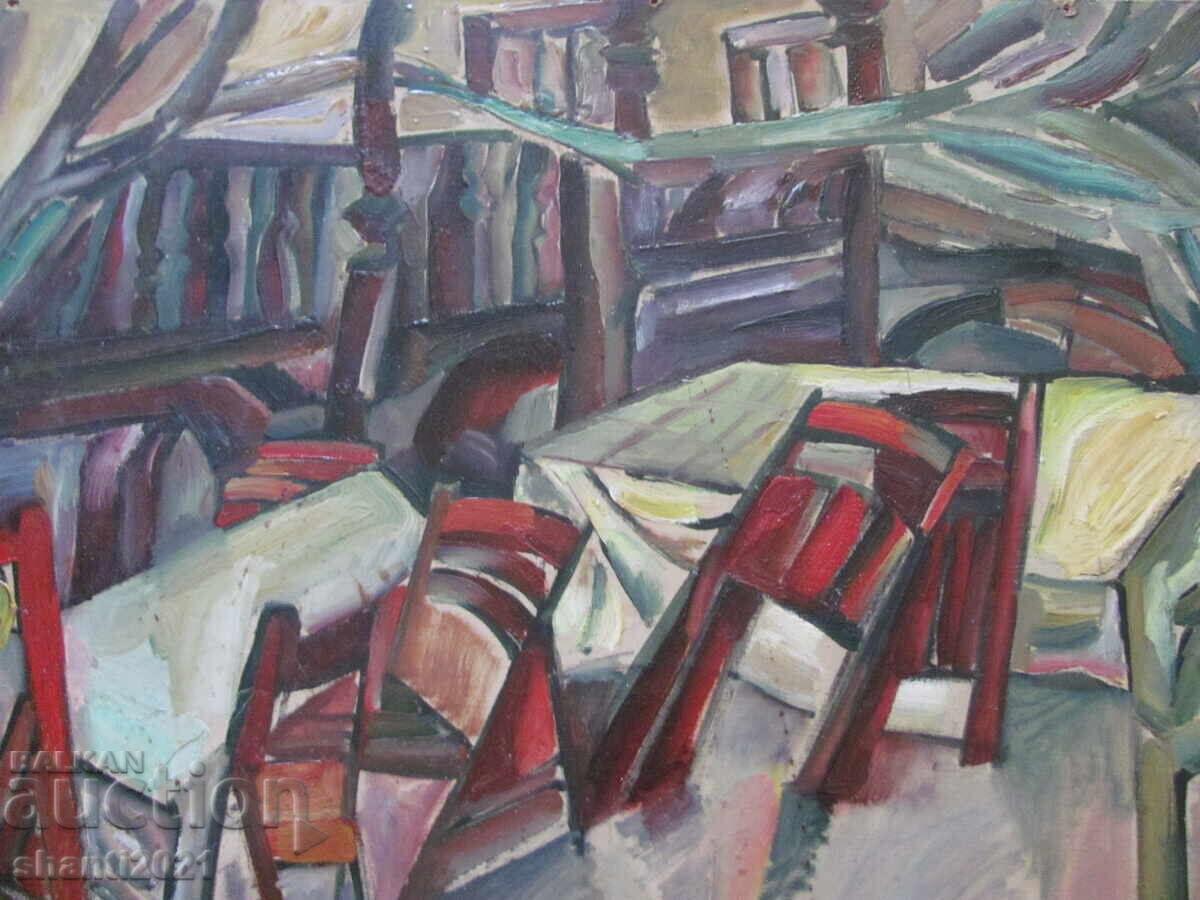 Licitație Tablou ulei-placă de fibre 78x54cm Licitație Tablou ulei-placă de fibre 78x54cm