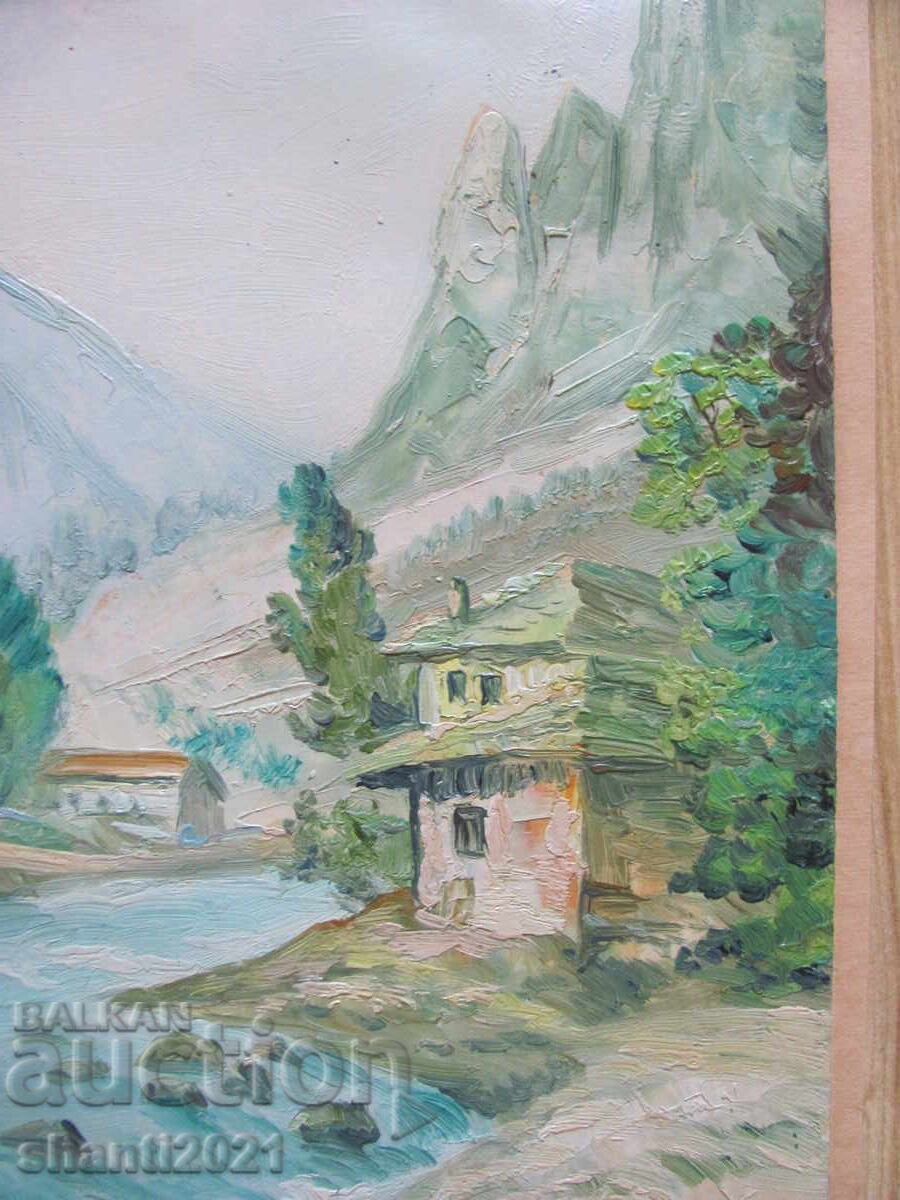 Аукцион Майсторска стара Картина масло, картон , 31х20см.