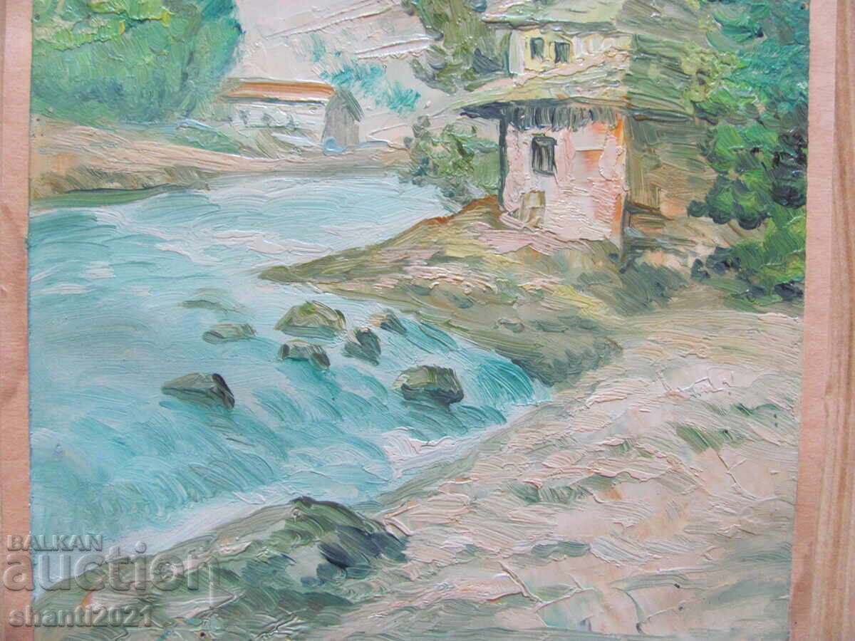 Доставка на Майсторска стара Картина масло, картон , 31х20см.