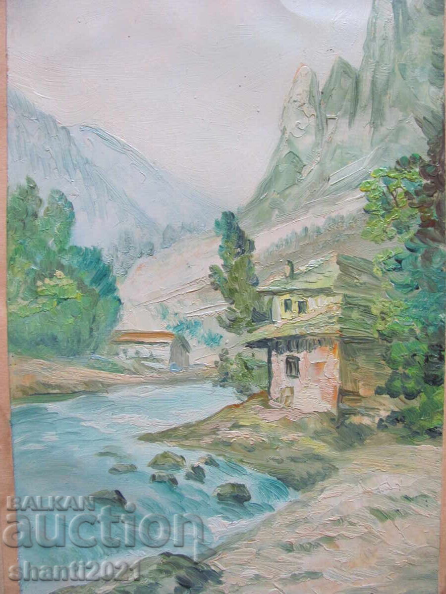 Майсторска стара Картина масло, картон , 31х20см. - 5