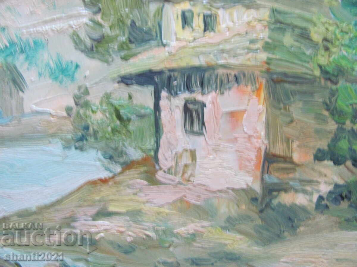 Майсторска стара Картина масло, картон , 31х20см. - 7