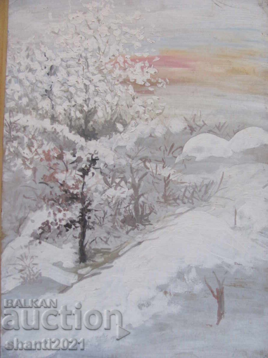 Acrylic painting - winter, cardboard, 48x34cm - 6