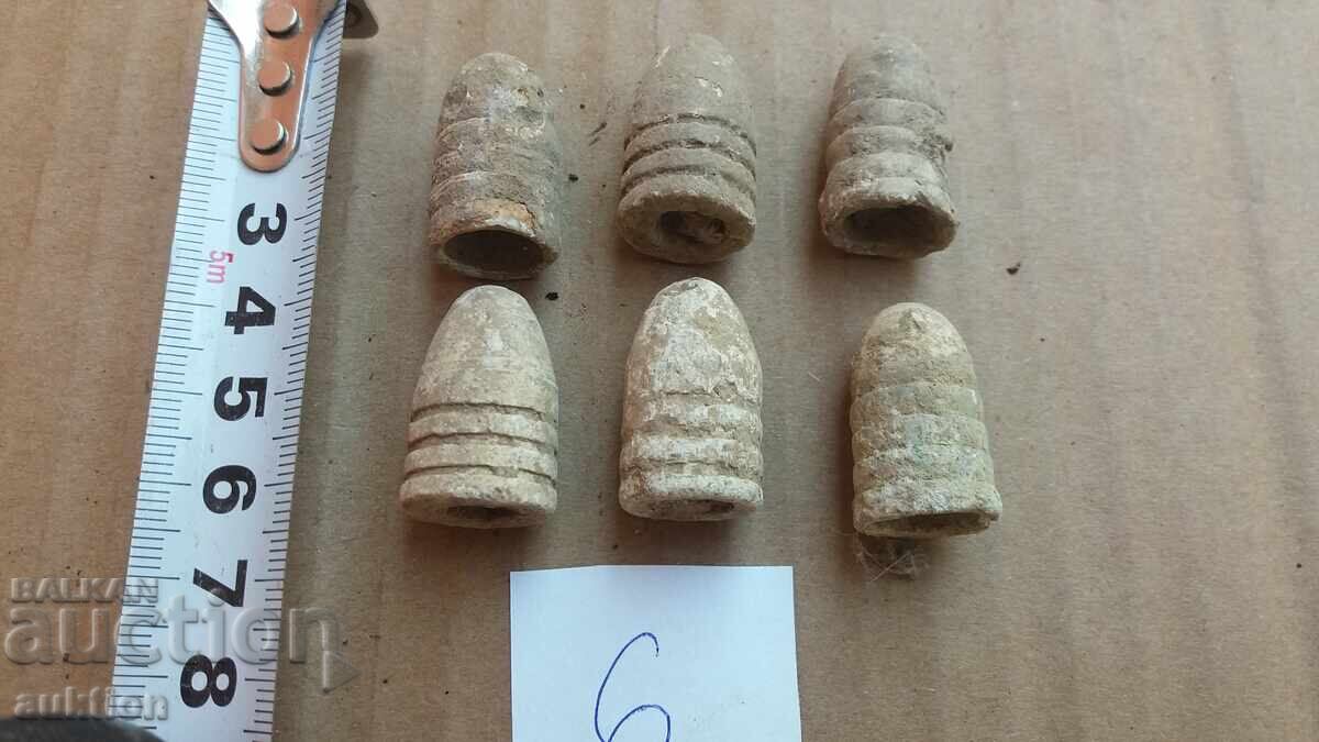 Auction  LOT OF 6 BULLETS FROM KRINKA - LEAD