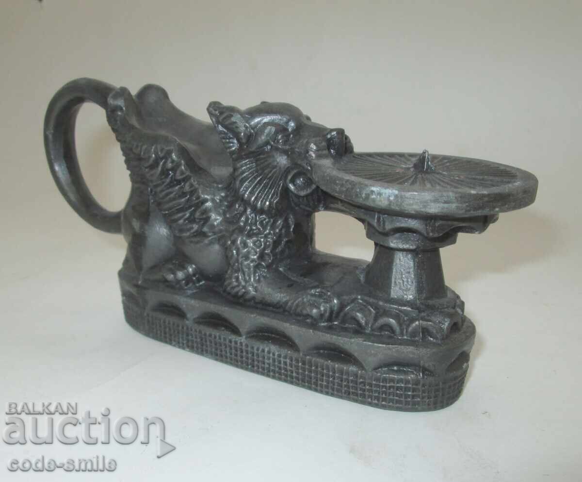 Old Russian Figural Candlestick Mythical Creature Figurine