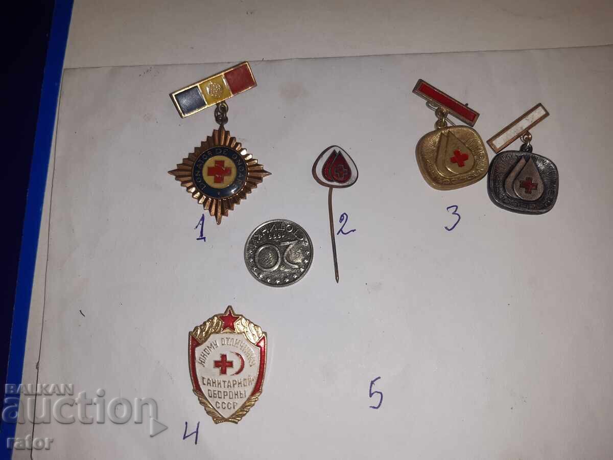 Old Red Cross Badges, BLOOD DONOR, etc., badge