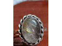 Silver ring with Venus hair quartz