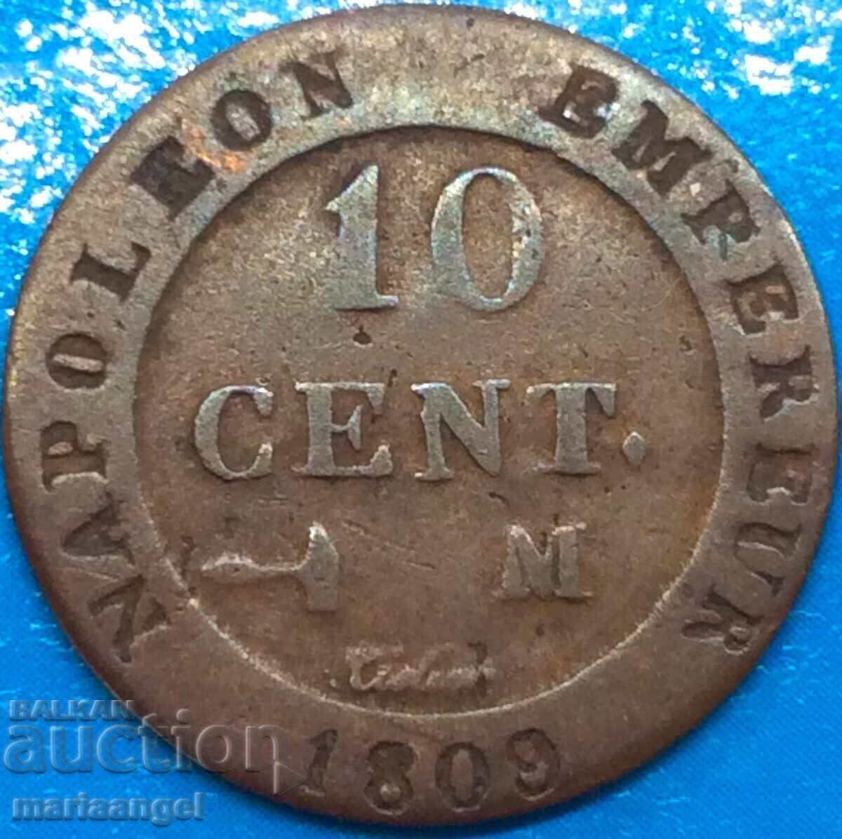 Napoleon 10 cenți 1809 Franța Încoronare cupru - 7