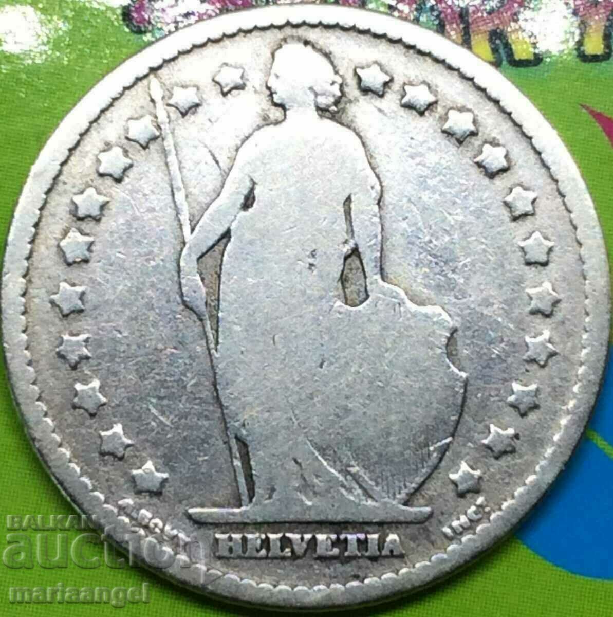 1 φράγκο 1876 Ελβετία Helvetia Bern ασημένιο - σπάνιο νόμισμα