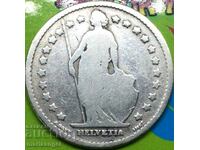 1 φράγκο 1876 Ελβετία Helvetia Bern ασημένιο - σπάνιο νόμισμα