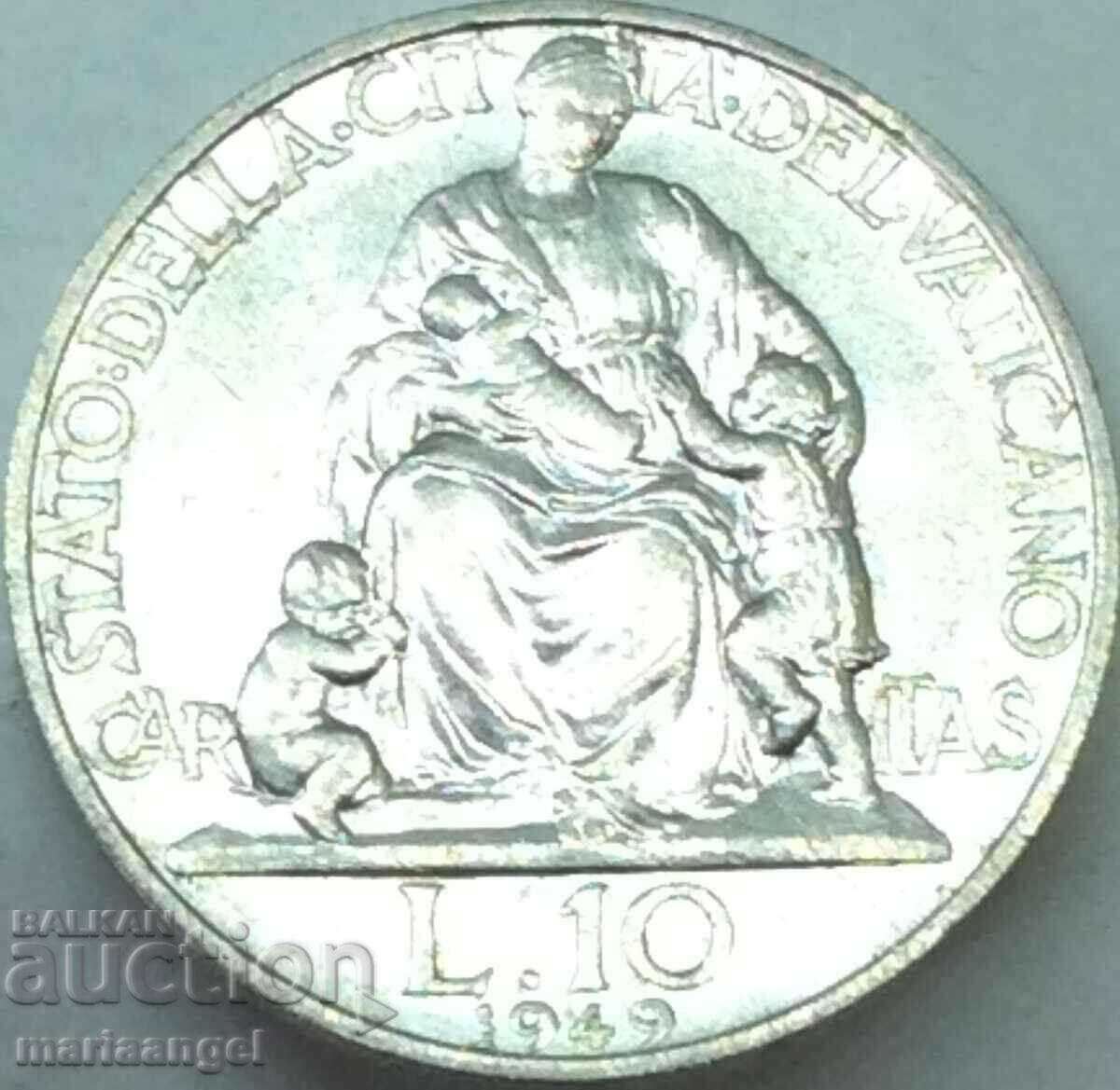 10 Лири 1949 Ватикана - доста рядка - 7