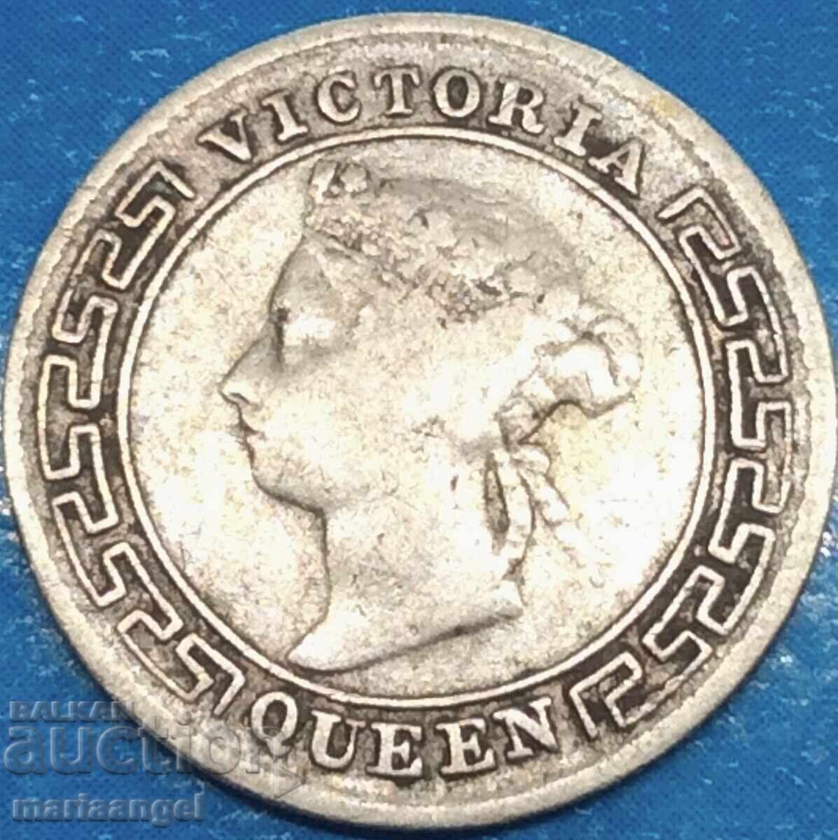 Licitație 10 cenți 1897 Ceylon Anglia regina Victoria argint