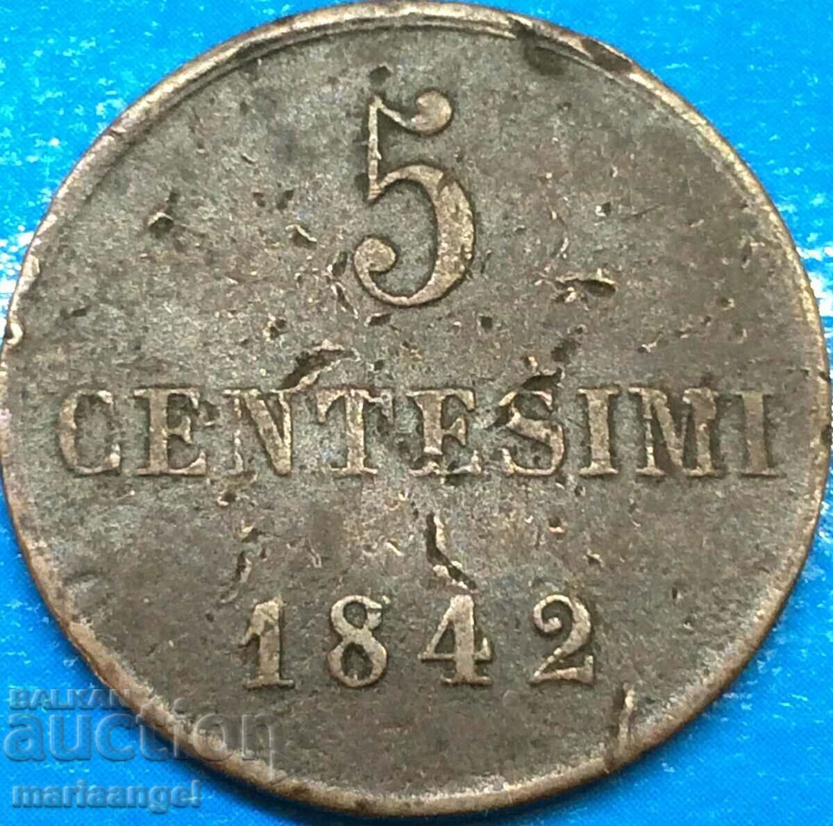 Παράδοση 5 centesimi 1842 Ιταλία Σαρδηνία τύπου «4 κεφάλια» σπάνιο