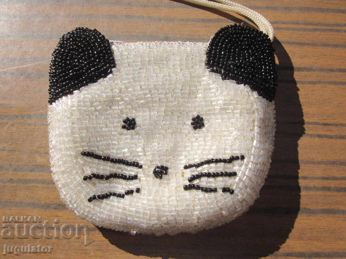 Old wallet cat cat embroidered with glass beads with price 20.00 BGN | € 10.23 Old wallet cat cat embroidered with glass beads with price 20.00 BGN | € 10.23