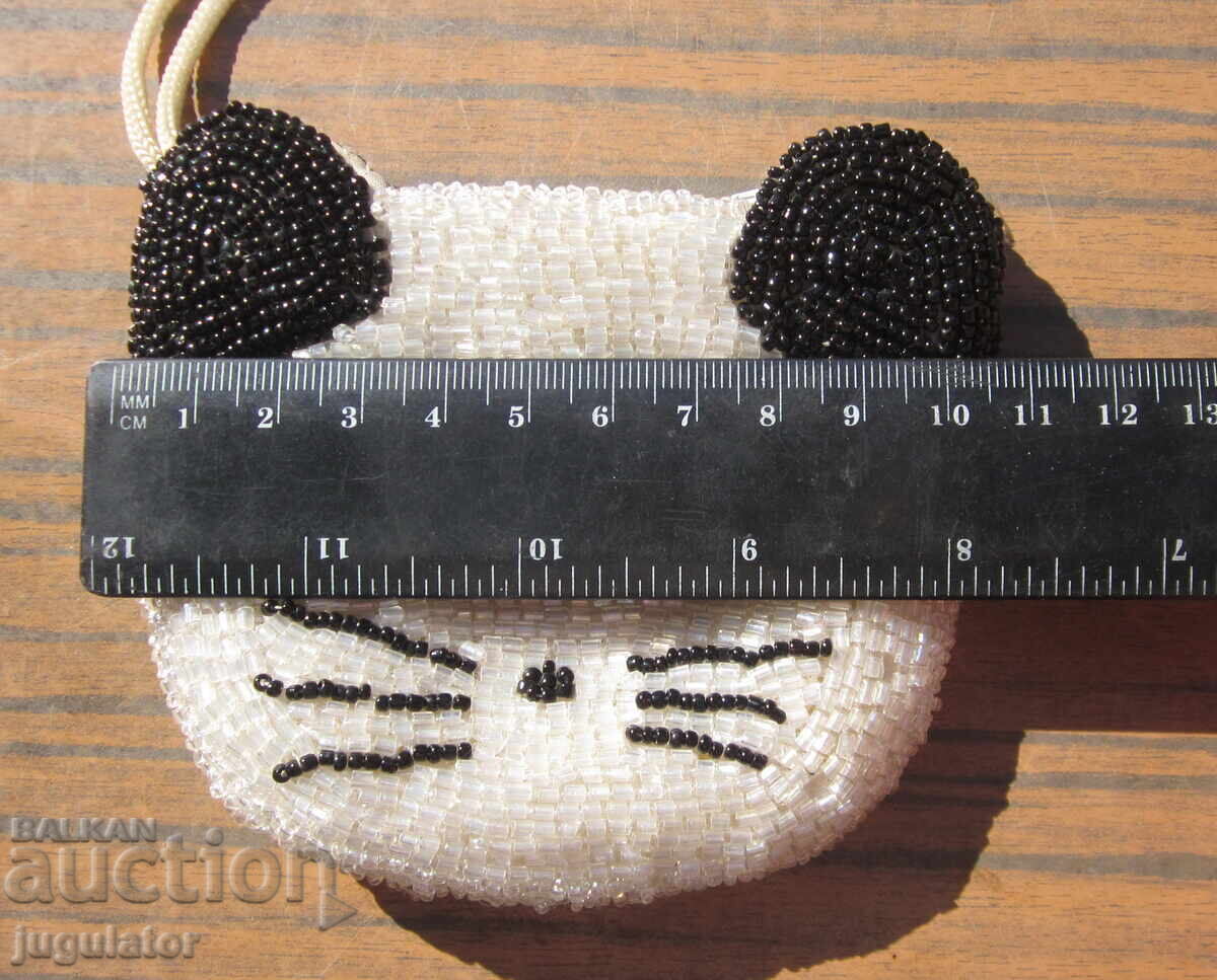 Old wallet cat cat embroidered with glass beads - 7 Old wallet cat cat embroidered with glass beads - 7