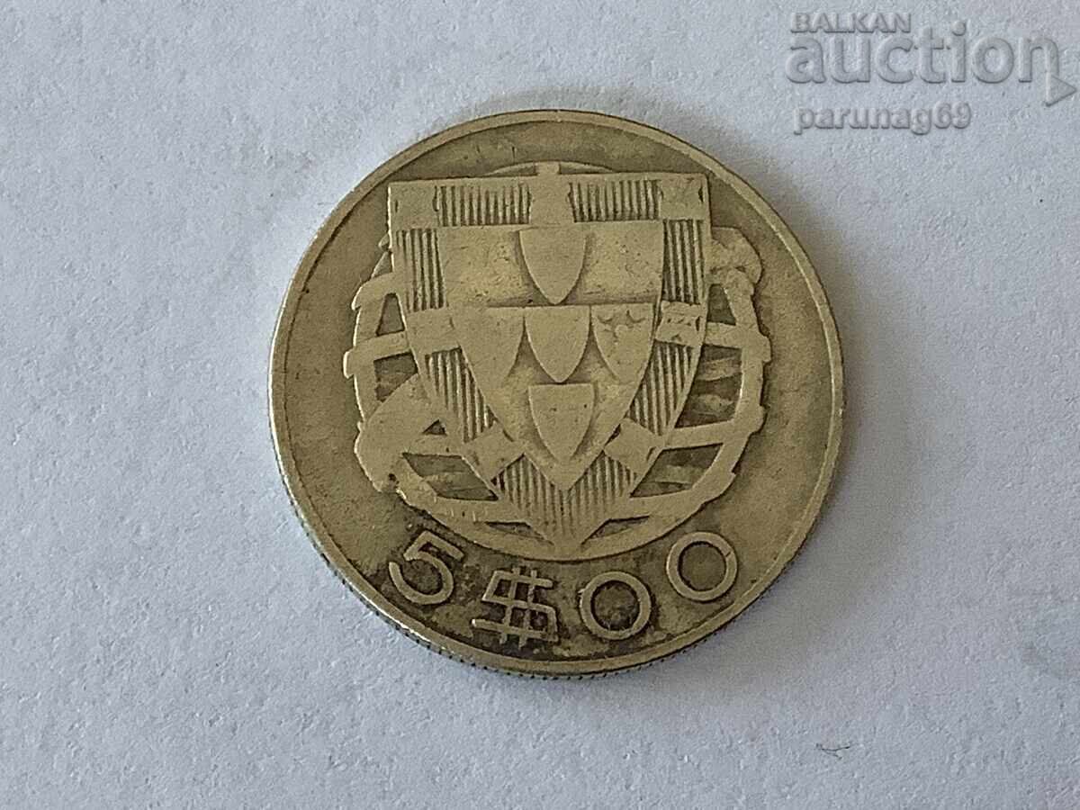 Portugal 5 Escudos 1943 - Silver 0.650 Portugal 5 Escudos 1943 - Silver 0.650