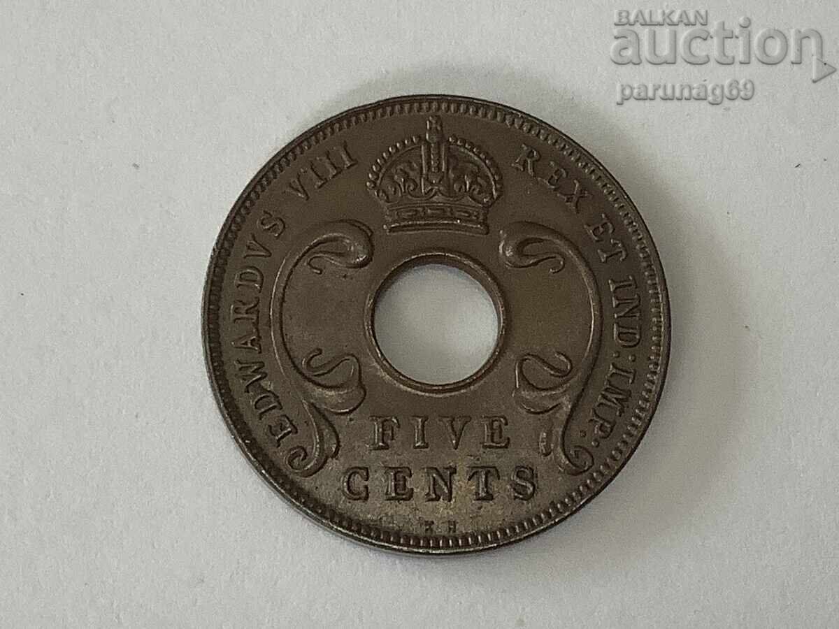British East Africa 5 Cents 1936 with price 6.90 BGN | € 3.53 British East Africa 5 Cents 1936 with price 6.90 BGN | € 3.53