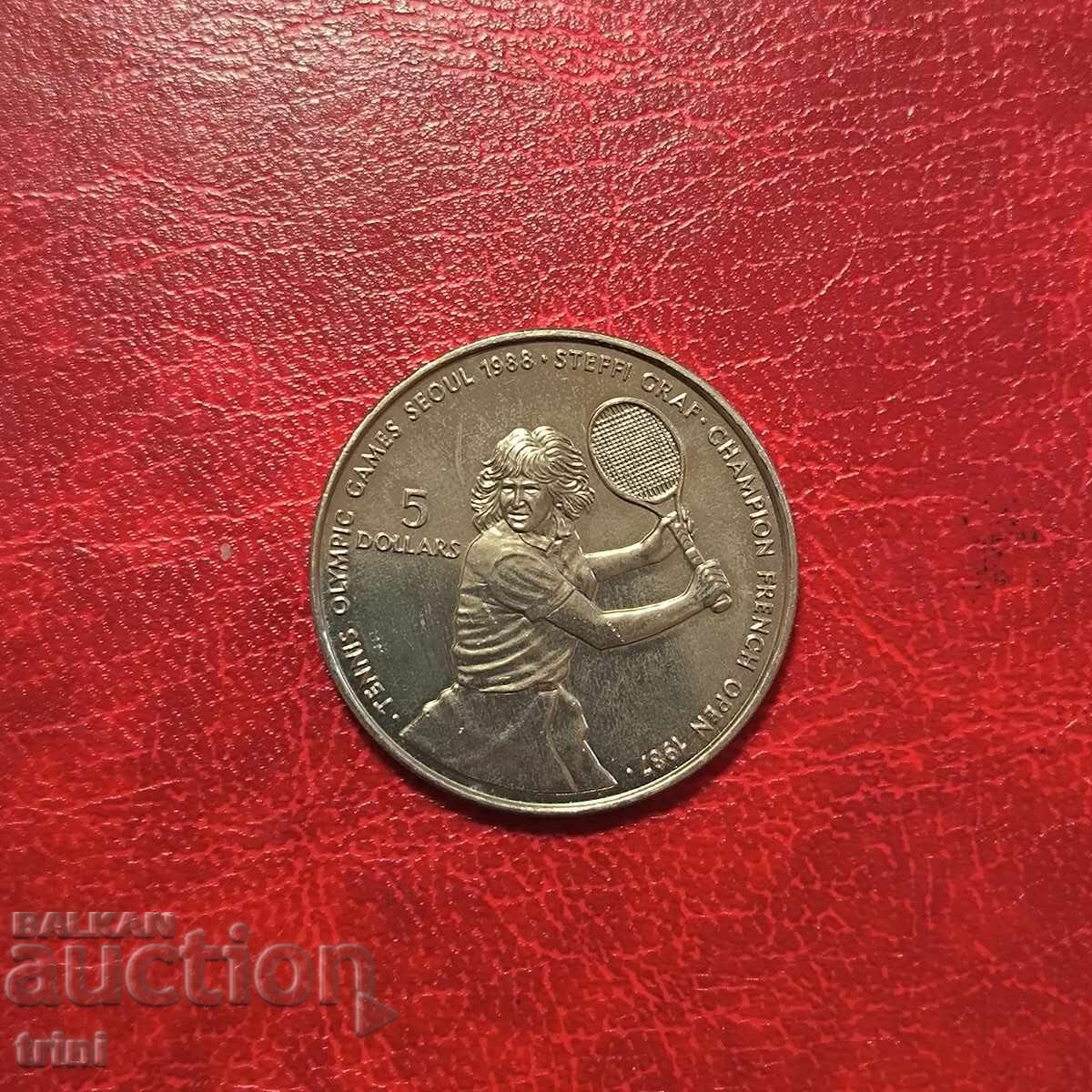 Niue 5 Dollars 1987 XXIV Summer Olympic Games Seoul 1988 Steffi Graf