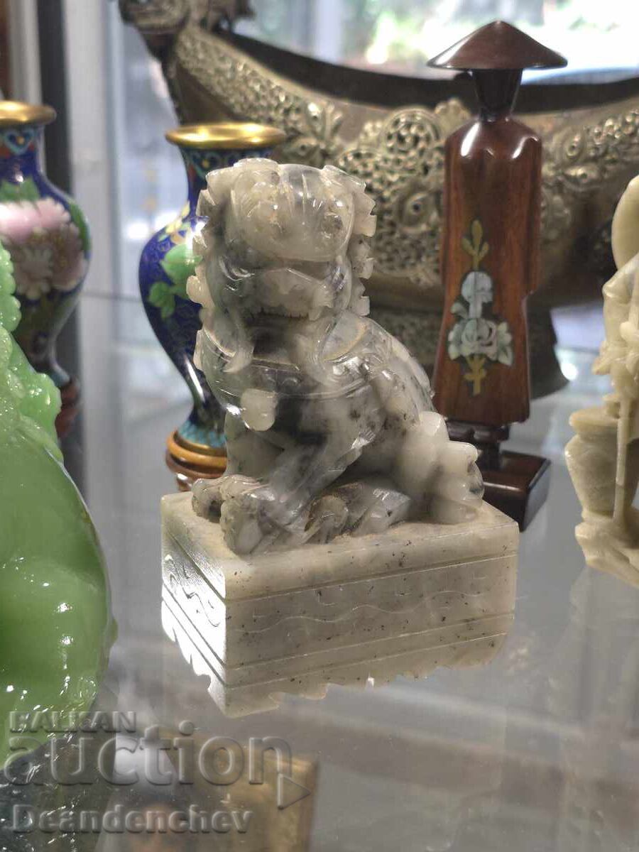 ΑΝΤΙΚΑ ΚΙΝΕΖΙΚΗ ΣΚΑΛΙΣΤΗ ΦΙΓΟΥΡΑ ΣΚΥΛΟΥ ΦΥΛΑΚΑ ΑΠΟ ΣΑΠΟΥΝΟΛΙΘΟ