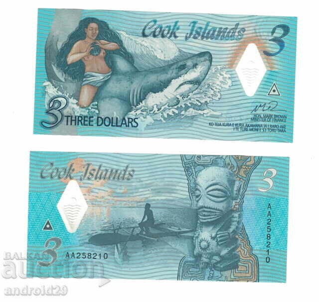 3 Δολάρια 2021 Νήσοι Κουκ UNC / Τραπεζογραμμάτιο / Πολυμερές