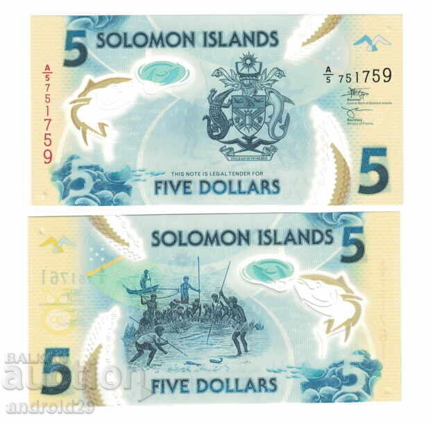 5 dolari Insulele Solomon 2022 UNC / Bancnotă / Polimer