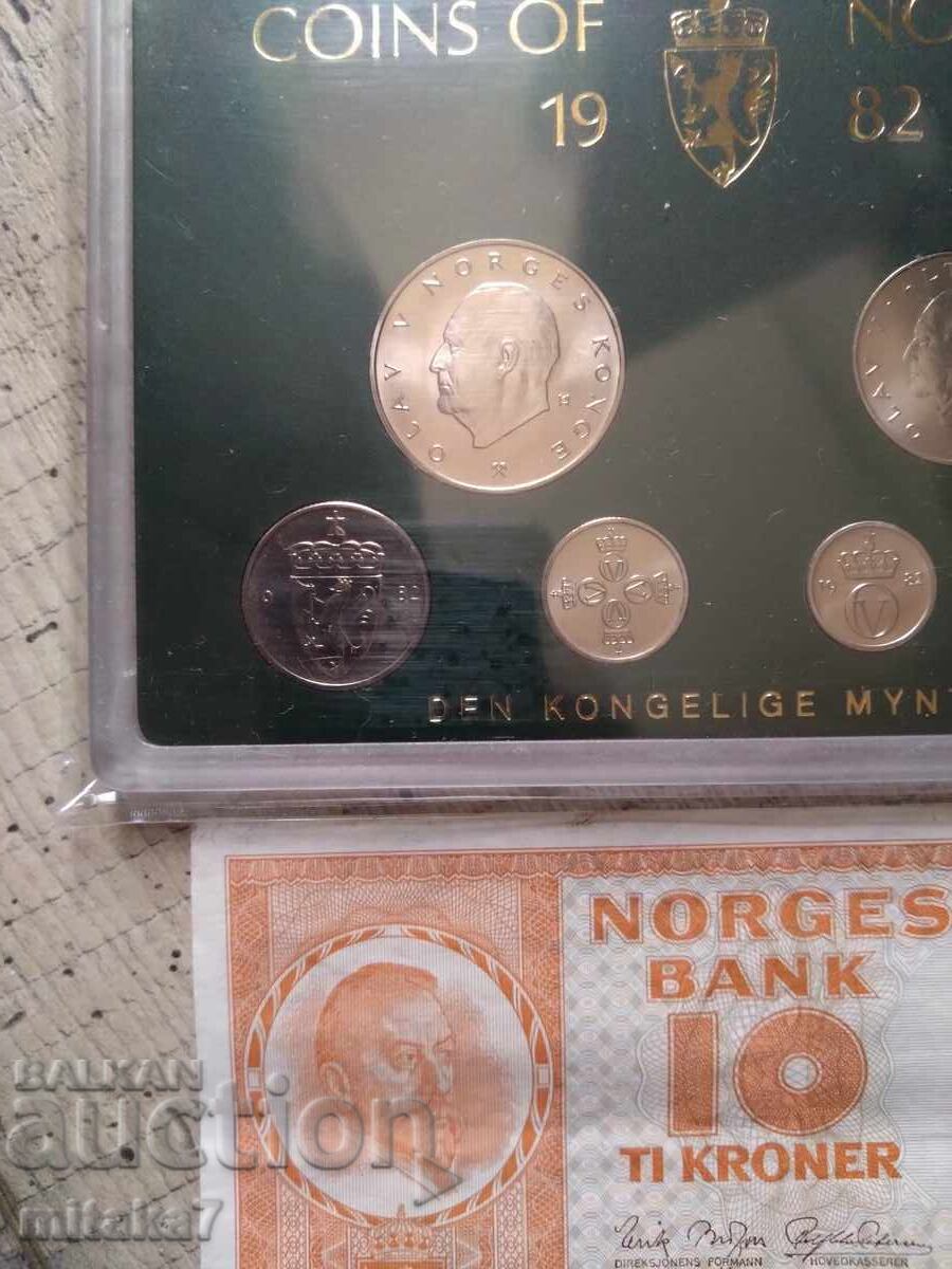 Сет монети и банкнота, Норвегия с цена 20.00 лв. | € 10.23