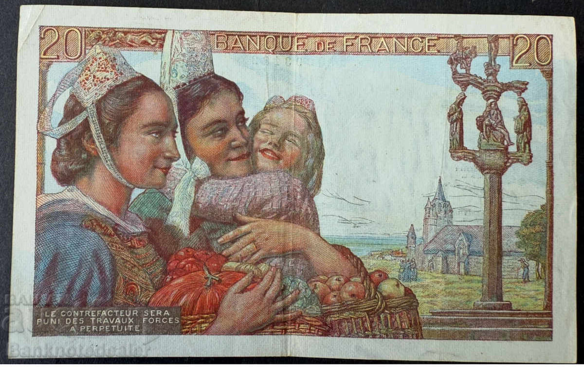 Γαλλία 20 Φράγκα 12.2.1942 Pick 100a Ref 3132 με τιμή 42.00 BGN | € 21.47