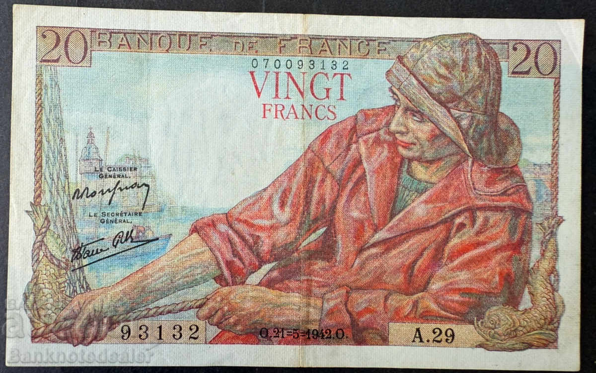 Γαλλία 20 Φράγκα 12.2.1942 Pick 100a Ref 3132