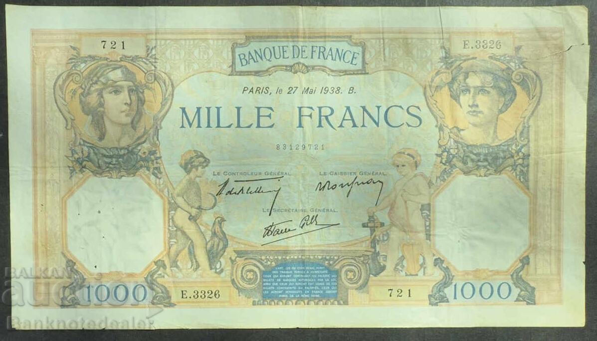 Γαλλία 1000 Φράγκα 1938 Pick 79b Ref 3326 Γαλλία 1000 Φράγκα 1938 Pick 79b Ref 3326